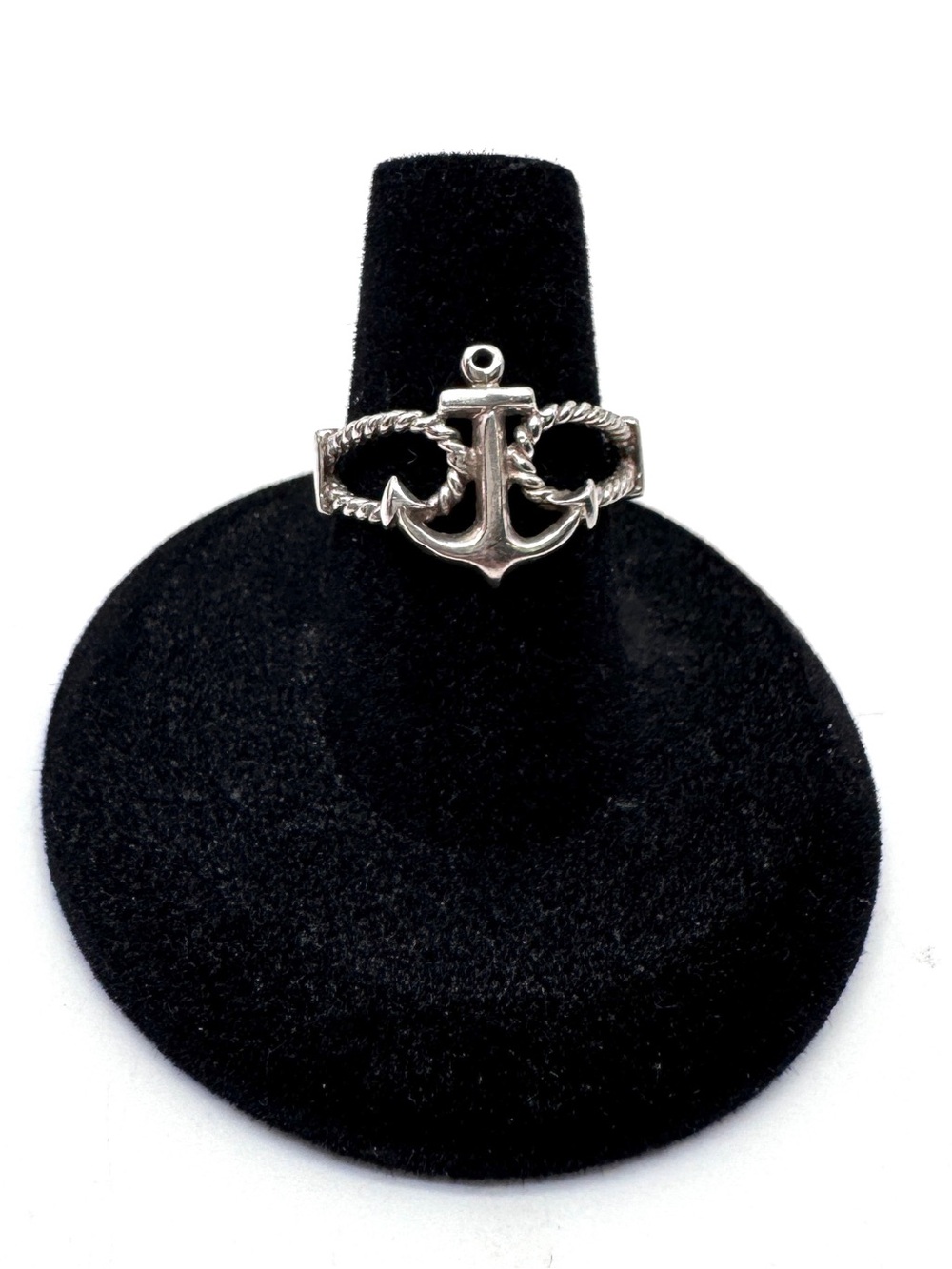 Sterling Silver Anchor and Rope Ring Size 7 1/4